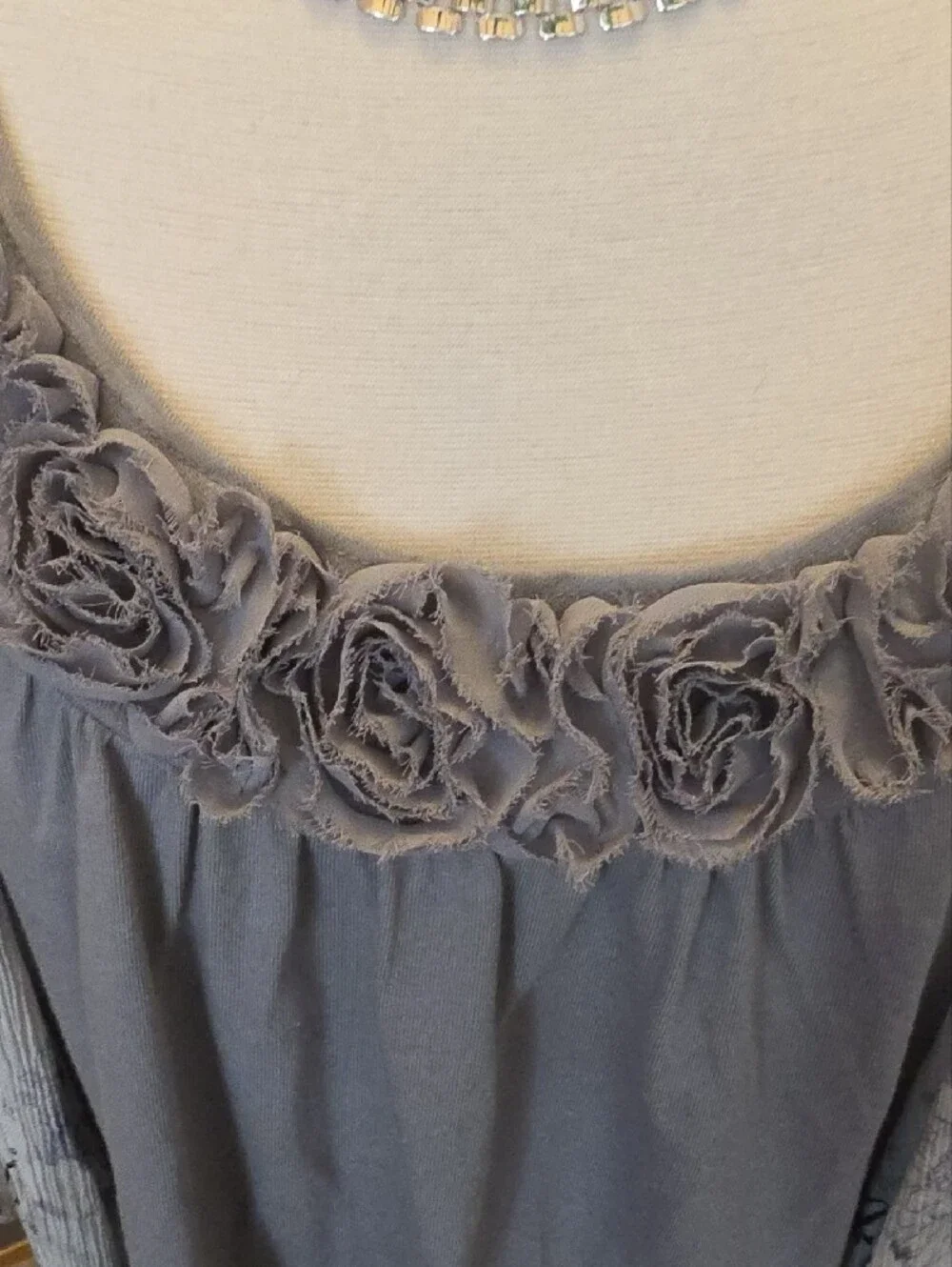 Cato Gray Rosette-Trim Layered Floral Cardigan
